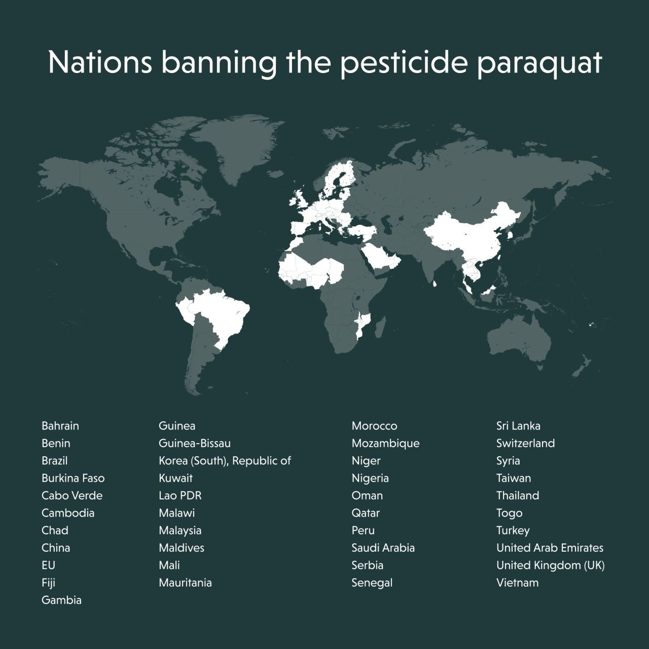 Paraquat ban map