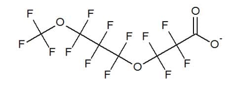 Chemical structure for 3M replacement for PFOA