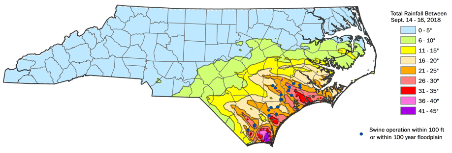 North Carolina rainfall totals during hurricane Florence