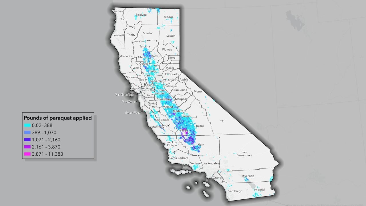 Paraquat spray in California